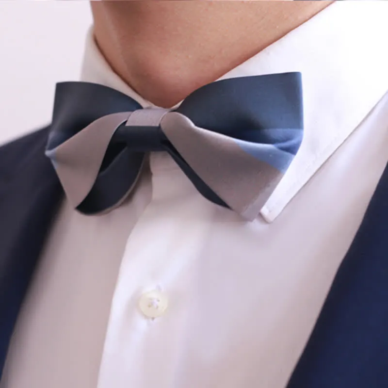 Men's Contrast Color Navy & Silver Gray Bow Tie sold by FloralTrip