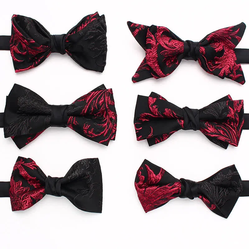 Men's Black & Red Vine Floral Pattern Bow Tie sold by FloralTrip