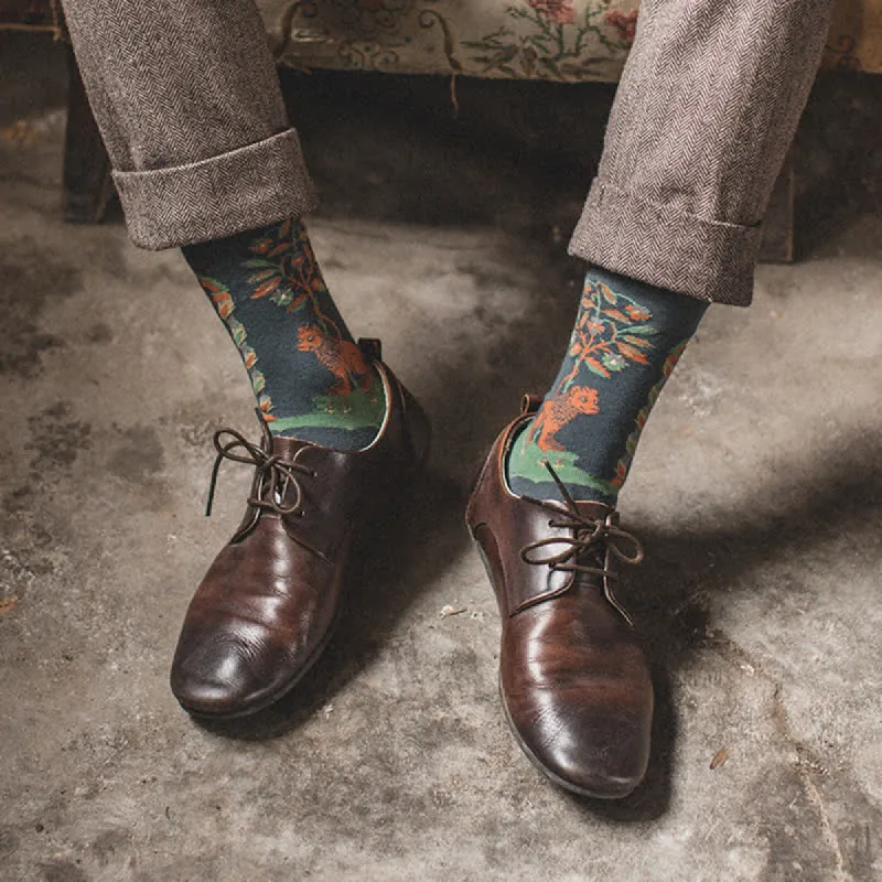 Men's Artistic Forest Oil Painting Crew Socks sold by FloralTrip