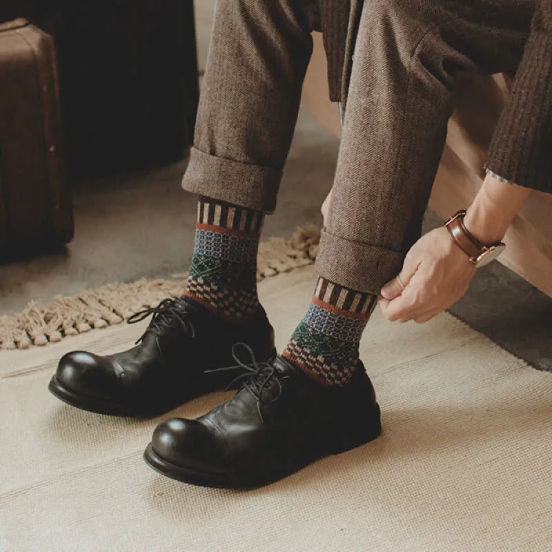 5Pcs Men's Retro Ethnic Totem Crew Socks sold by FloralTrip