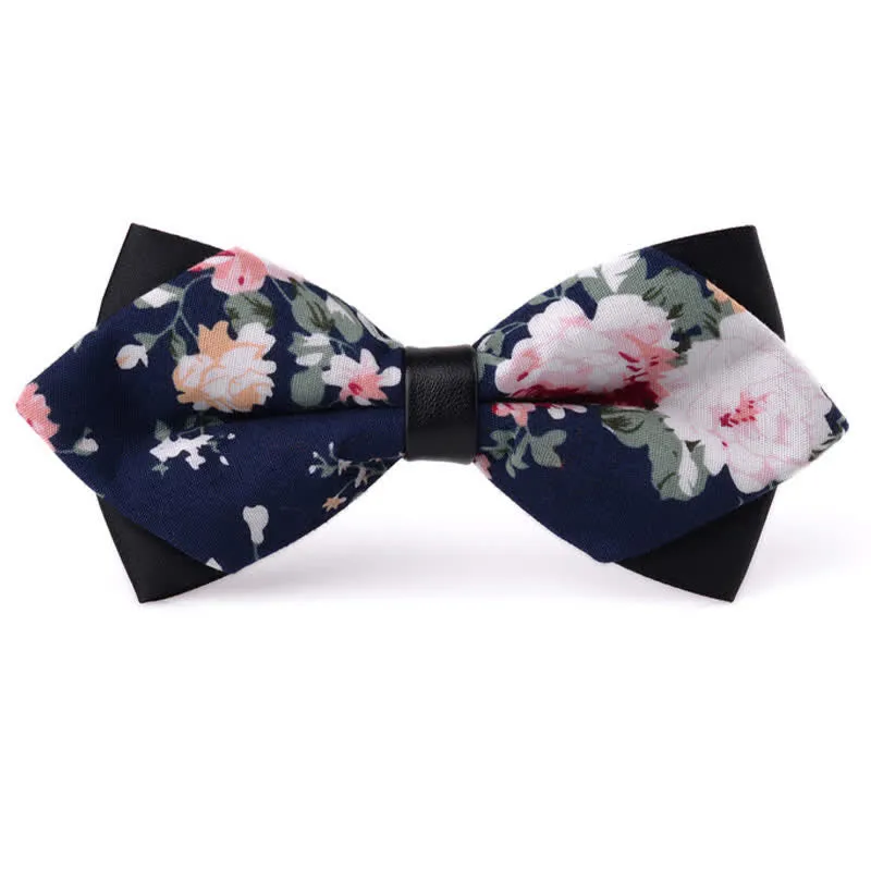 Men's Floral Double Layered Pointed Cotton Bow Tie sold by FloralTrip product image thumbnail 3