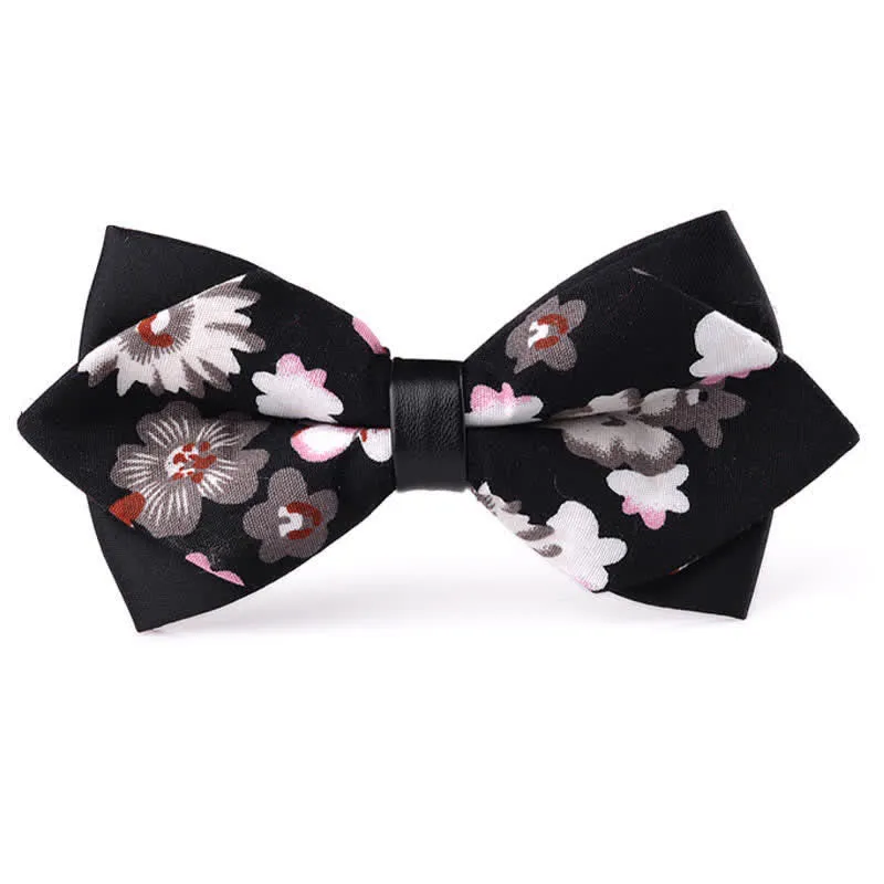 Men's Floral Double Layered Pointed Cotton Bow Tie sold by FloralTrip product image thumbnail 4