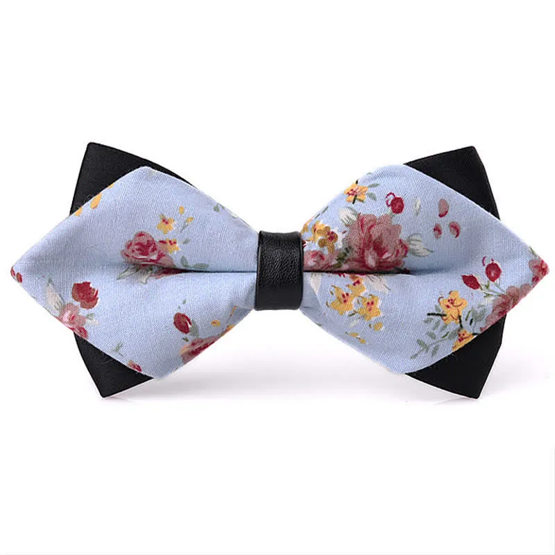 Men's Floral Double Layered Pointed Cotton Bow Tie sold by FloralTrip