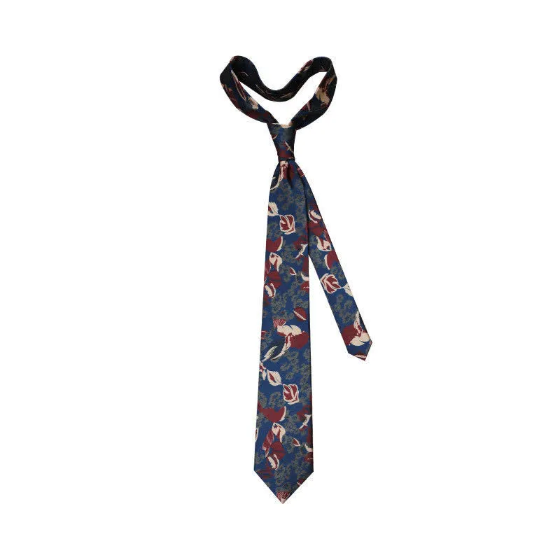 Men's Calming Navy Blue & Red Floral Necktie sold by FloralTrip product image thumbnail 4