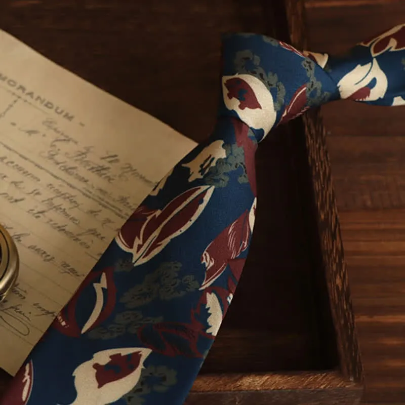 Men's Calming Navy Blue & Red Floral Necktie sold by FloralTrip product image thumbnail 2