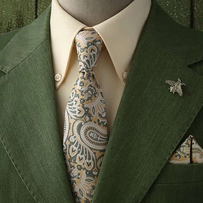 Men's Resplendent Beige & White Paisley Necktie sold by FloralTrip