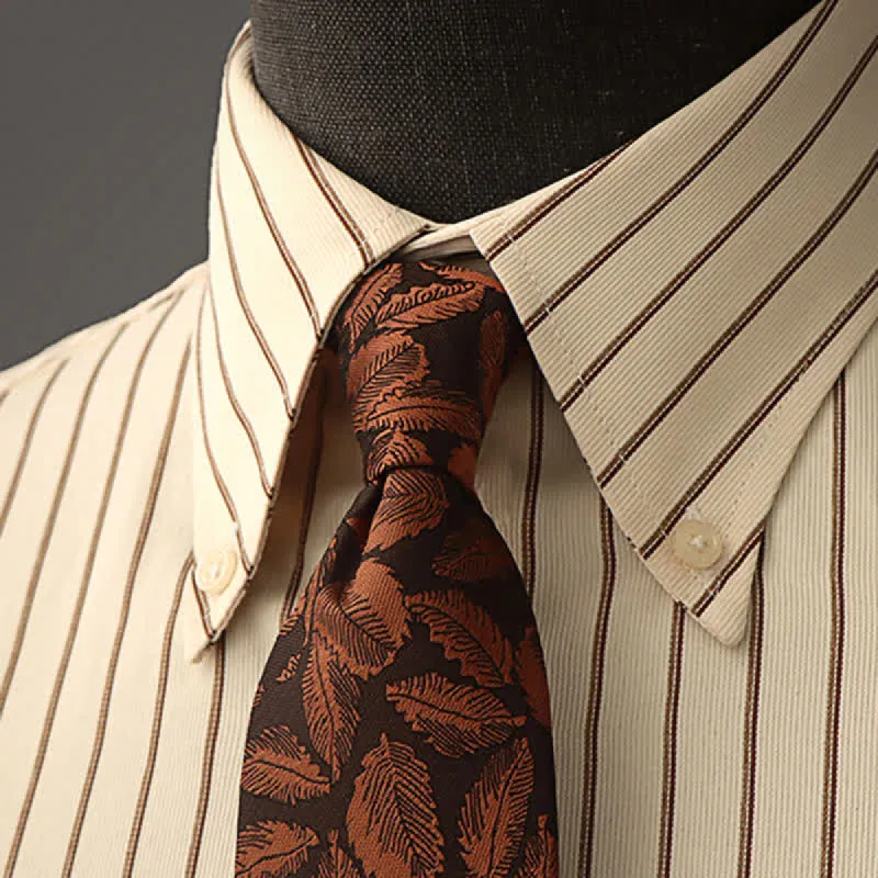 Men's Copper Leaf Print Brown Bow Tie Necktie sold by FloralTrip