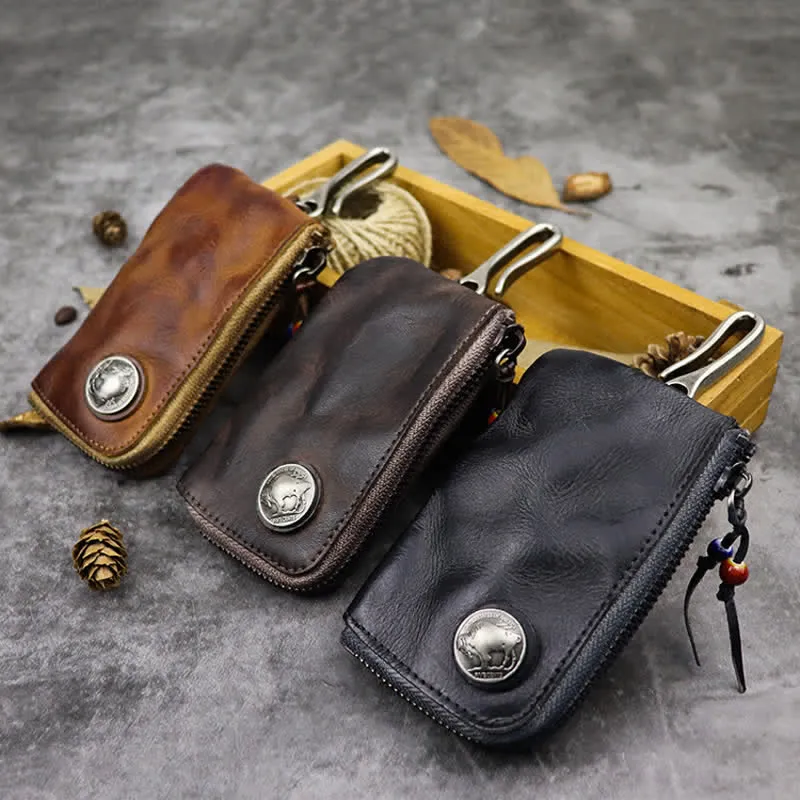 Vintage Medieval Zipper Wallet Leather Key Case sold by FloralTrip product image thumbnail 2