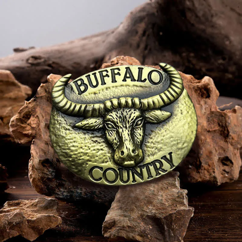 Men's DIY Buffalo Country Buckle Leather Belt sold by FloralTrip
