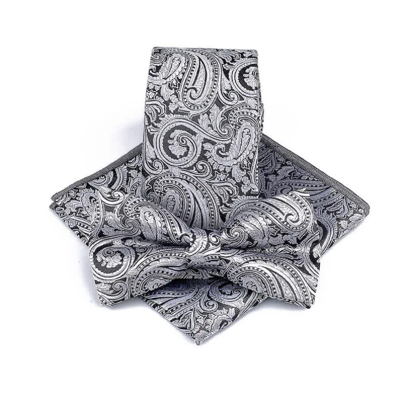 3Pcs Men's Paisley Ceremony Groom Bow Tie Necktie Set sold by FloralTrip