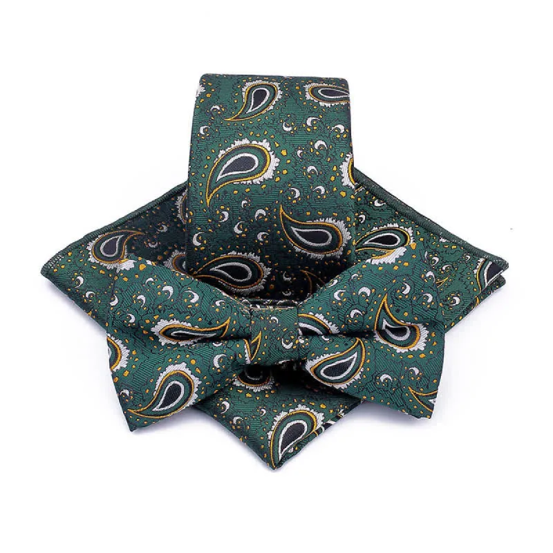 3Pcs Men's Cashew Flower Casual Bow Tie Necktie Set sold by FloralTrip