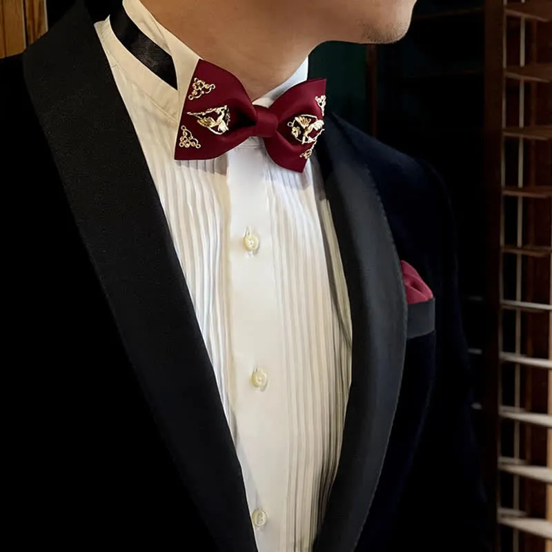 1Pcs Men's Golden Metal Bird Flower Decors Bow Tie sold by FloralTrip product image thumbnail 3