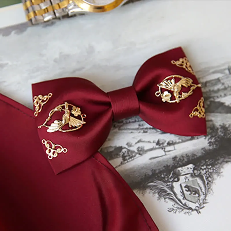 1Pcs Men's Golden Metal Bird Flower Decors Bow Tie sold by FloralTrip product image thumbnail 4