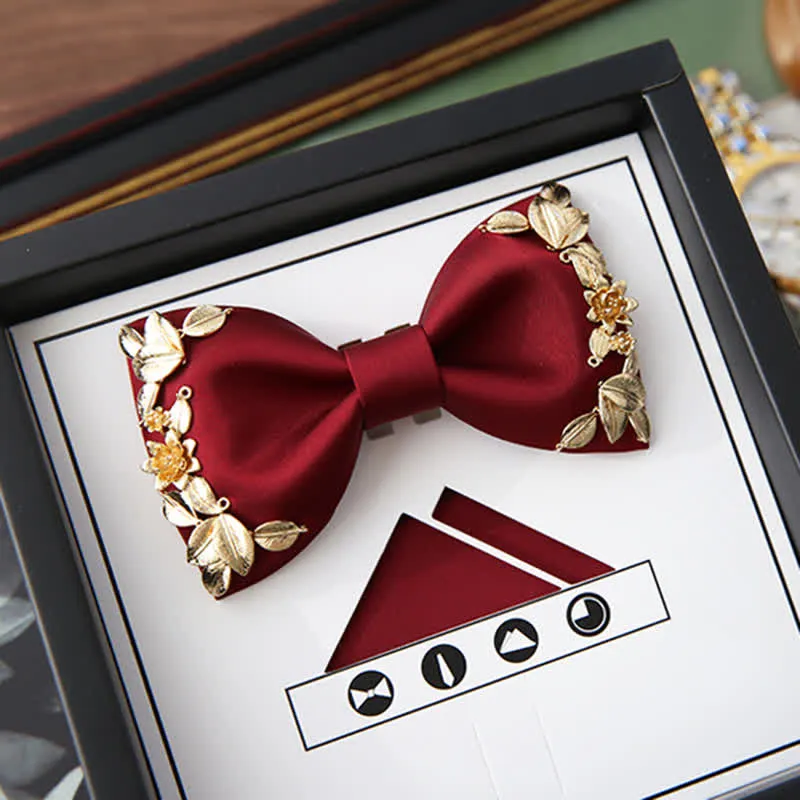 1Pcs Men's Golden Metal Bird Flower Decors Bow Tie sold by FloralTrip product image thumbnail 5