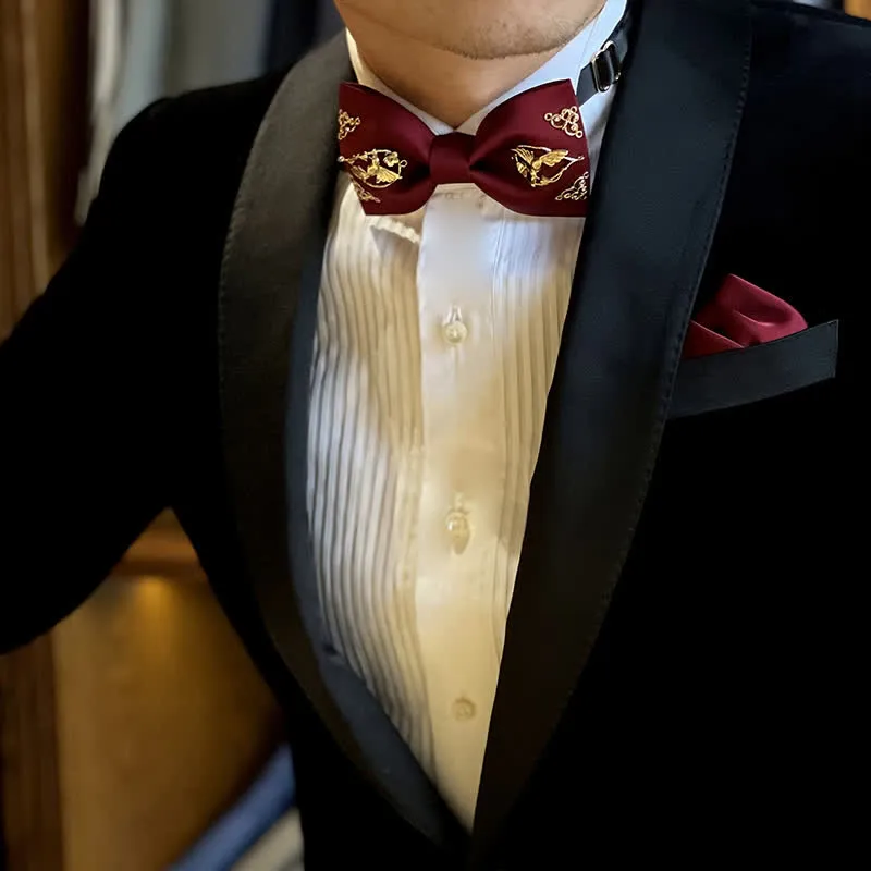 1Pcs Men's Golden Metal Bird Flower Decors Bow Tie sold by FloralTrip product image thumbnail 2