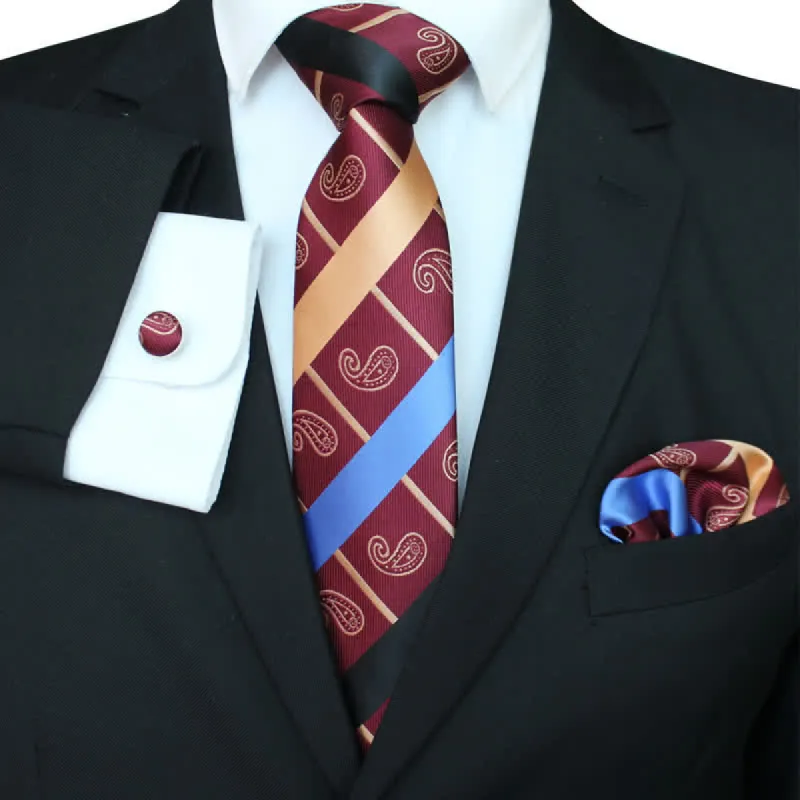 3Pcs Men's Striped Paisley Mixed Pattern Necktie Set sold by FloralTrip