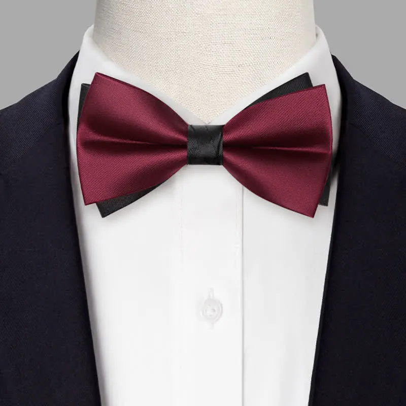 Men's Red Black Double-Layered Wedding Groom Bow Tie sold by FloralTrip product image thumbnail 2