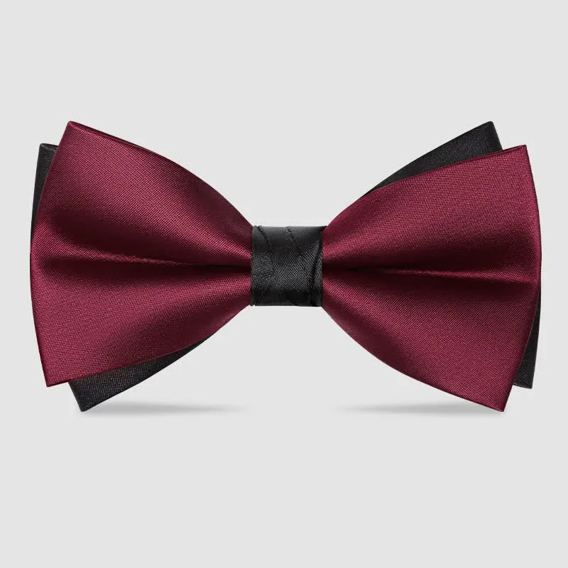 Men's Red Black Double-Layered Wedding Groom Bow Tie sold by FloralTrip product image thumbnail 3