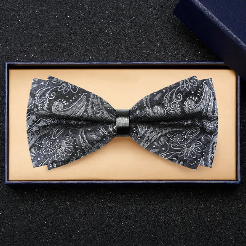 Men's Luxurious Gray Paisley Pattern Bow Tie sold by FloralTrip