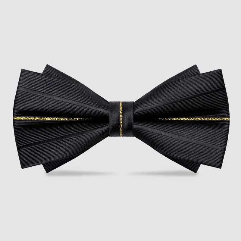 Men's Golden Thread Decor Double Layered Bow Tie sold by FloralTrip product image thumbnail 3
