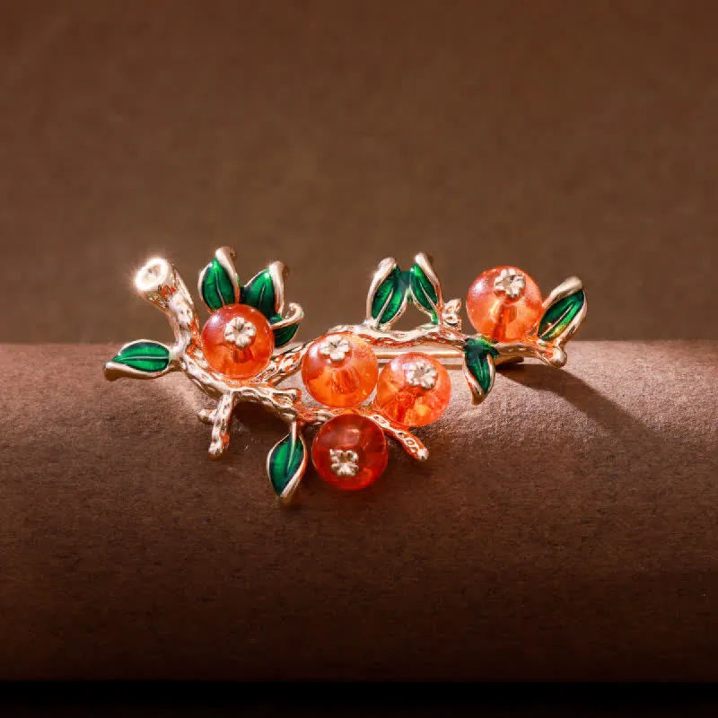Women's Lucky Persimmon Tree Shape Brooch sold by FloralTrip
