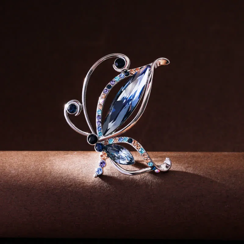 Women's Butterfly Blue Crystal Rhinestone Brooch sold by FloralTrip product image thumbnail 4
