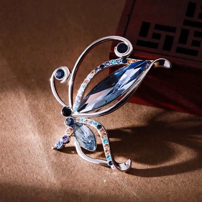 Women's Butterfly Blue Crystal Rhinestone Brooch sold by FloralTrip product image thumbnail 5