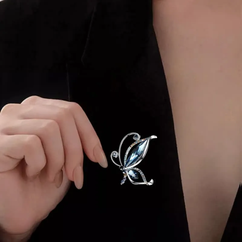 Women's Butterfly Blue Crystal Rhinestone Brooch sold by FloralTrip product image thumbnail 2