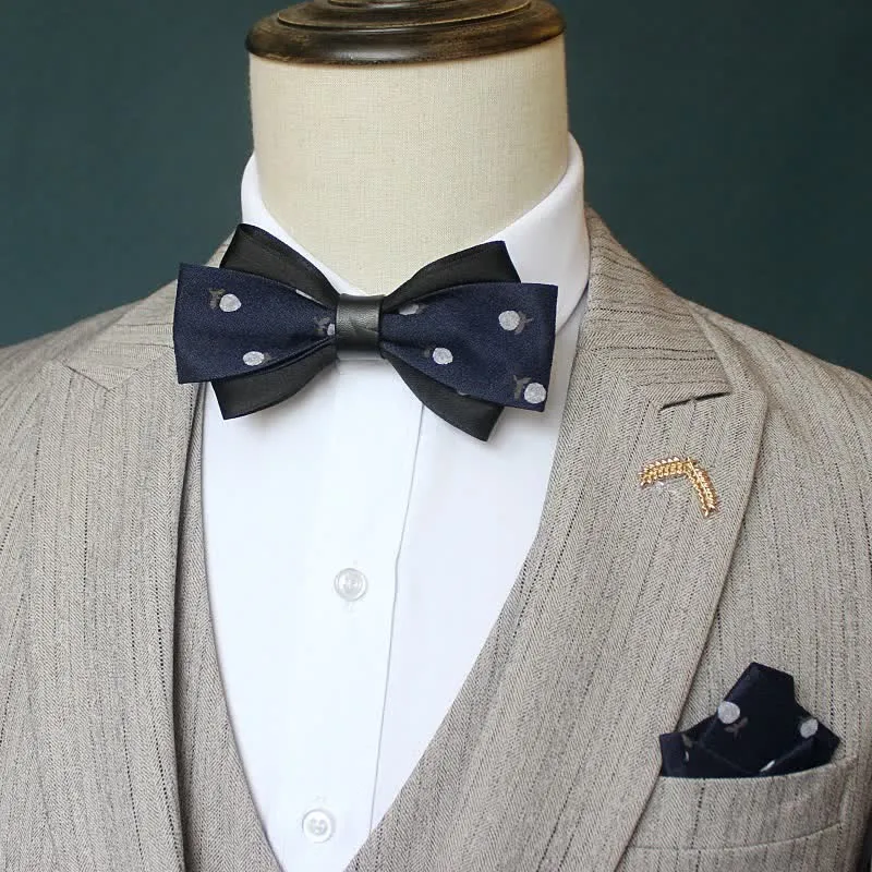 3Pcs Men's Unique Printed Double Layered Bow Tie Set sold by FloralTrip product image thumbnail 5