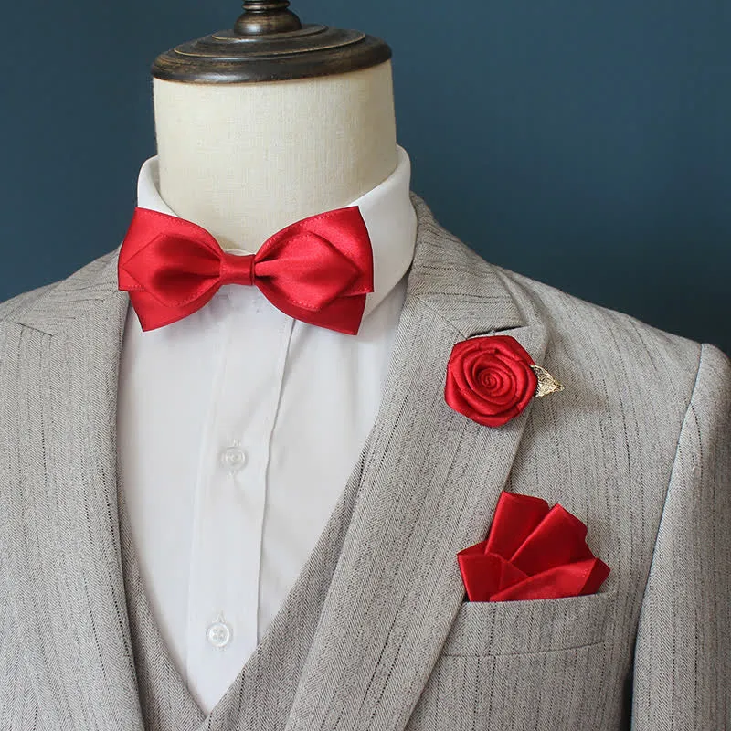 3Pcs Men's Wedding Grooms Rose Corsage Bow Tie Set sold by FloralTrip product image thumbnail 2