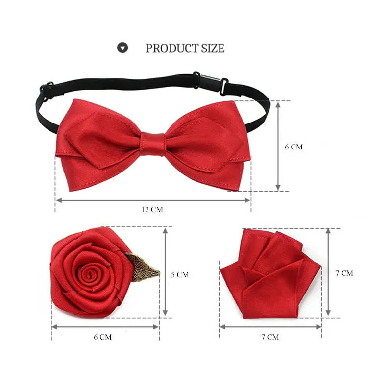 3Pcs Men's Wedding Grooms Rose Corsage Bow Tie Set sold by FloralTrip product image thumbnail 3