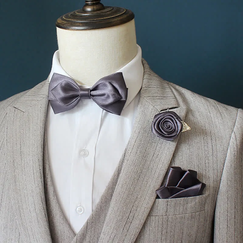 3Pcs Men's Wedding Grooms Rose Corsage Bow Tie Set sold by FloralTrip