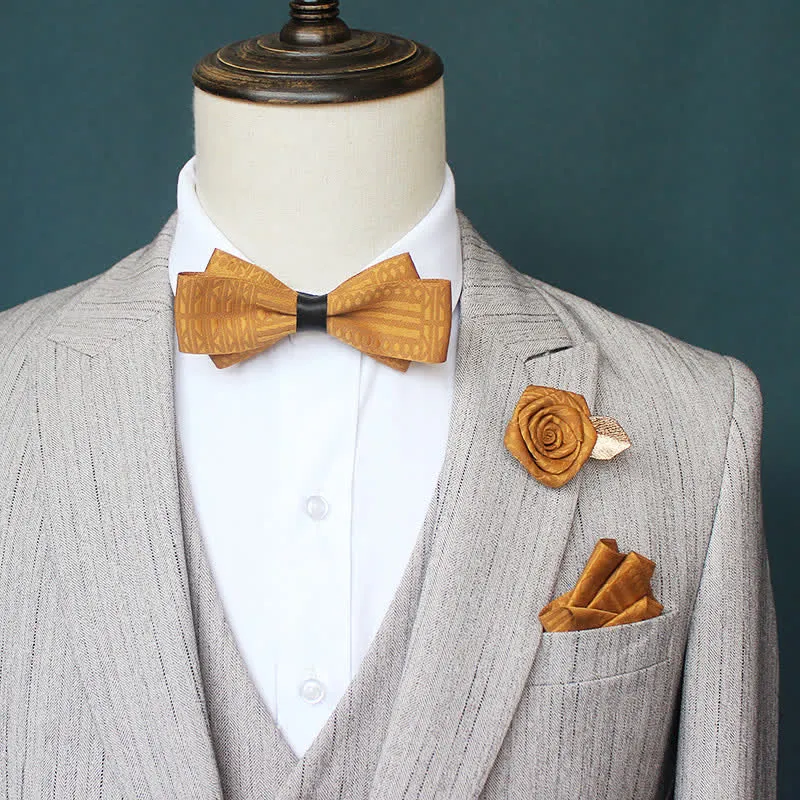 3Pcs Men's Elegant Vintage Dark Lines Bow Tie Set sold by FloralTrip product image thumbnail 4