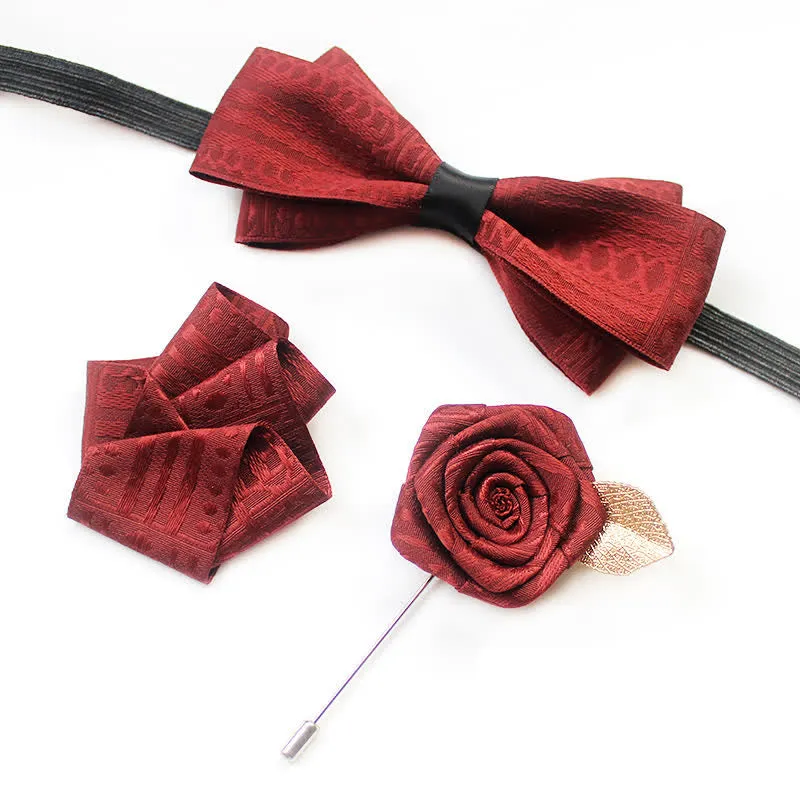 3Pcs Men's Elegant Vintage Dark Lines Bow Tie Set sold by FloralTrip product image thumbnail 2