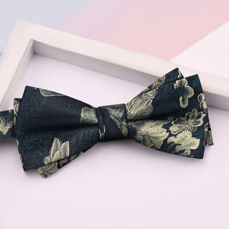 3Pcs Men's Dark Green Flower BowTie Necktie Set sold by FloralTrip product image thumbnail 4