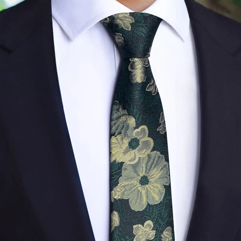 3Pcs Men's Dark Green Flower BowTie Necktie Set sold by FloralTrip product image thumbnail 2