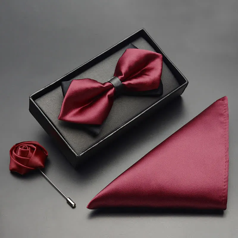 3Pcs Men's Classic Double Layered Pointed Bow Tie Set sold by FloralTrip