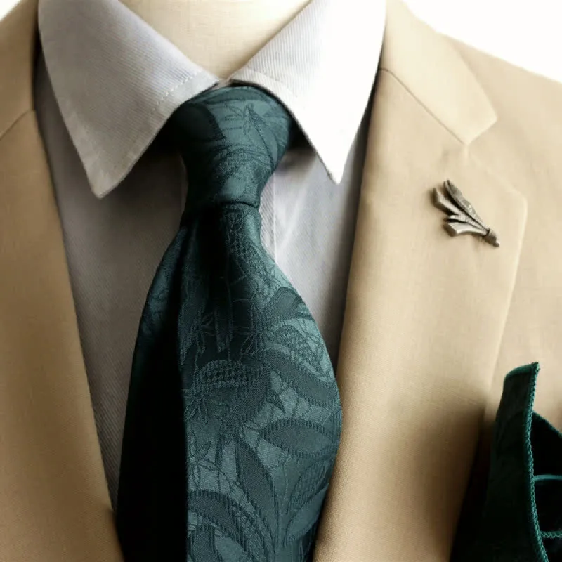 Men's Casual Floral Jacquard Leaves Pattern Necktie sold by FloralTrip