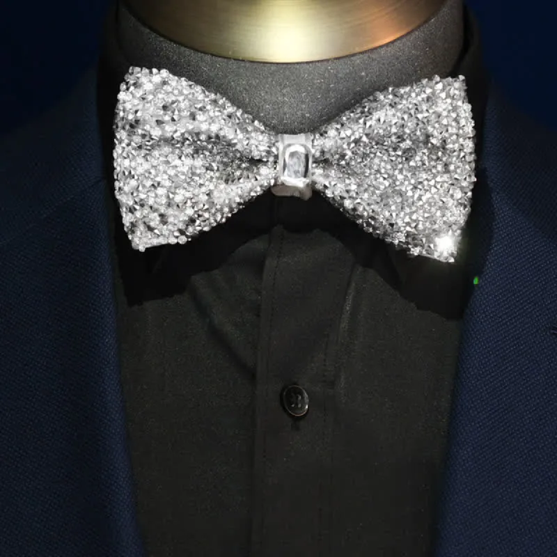 Men's Sparkling White Rhinestones Gem Bow Tie sold by FloralTrip
