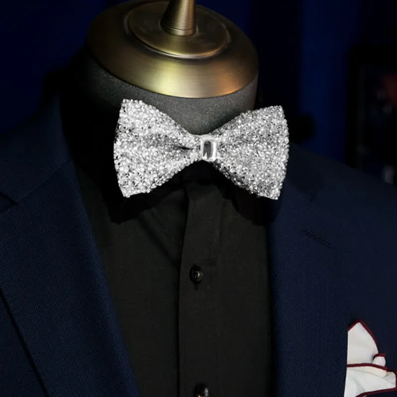 Men's Sparkling White Rhinestones Gem Bow Tie sold by FloralTrip product image thumbnail 5