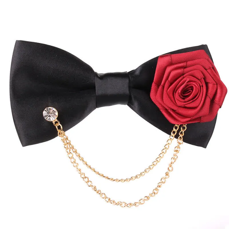Men's Elegant Rose Golden Chain Decoration Bow Tie sold by FloralTrip
