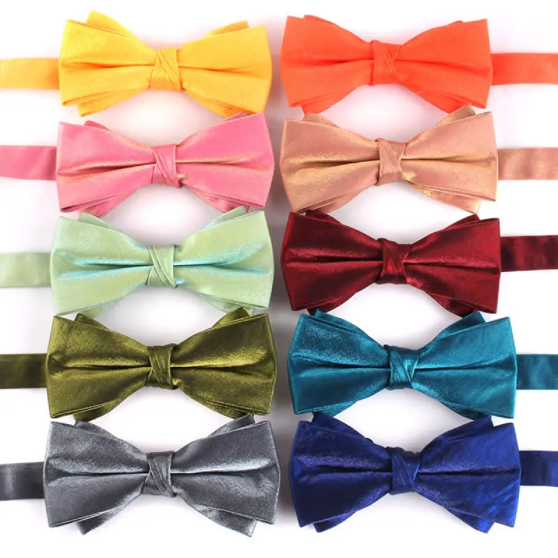 Men's Gloss Double Layer Solid Color Bow Tie sold by FloralTrip