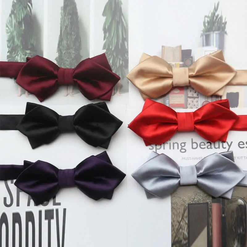 Men's Casual Solid Color Double Layered Pointed Bow Tie sold by FloralTrip