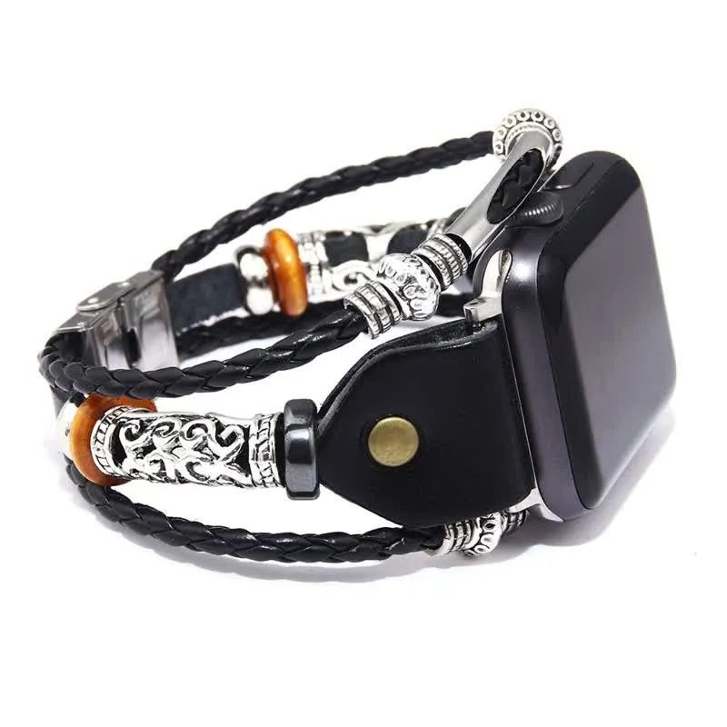 Ethnic Embossed Braided Leather Watch Band sold by FloralTrip
