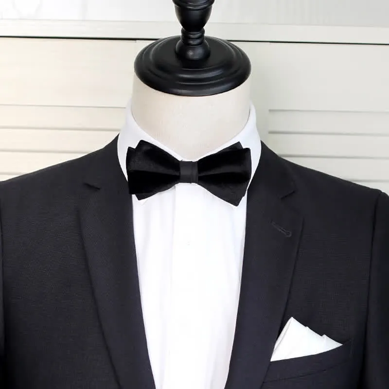 Men's Noble Solid Black Velvet Wedding Bow Tie sold by FloralTrip product image thumbnail 3