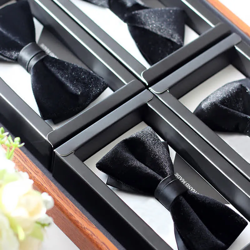 Men's Noble Solid Black Velvet Wedding Bow Tie sold by FloralTrip product image thumbnail 4