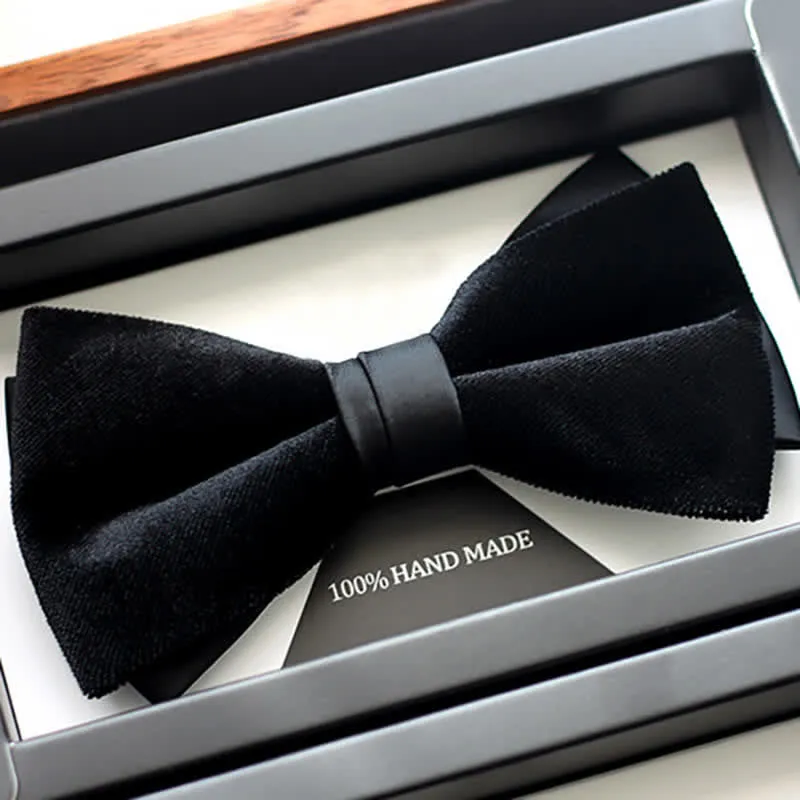 Men's Noble Solid Black Velvet Wedding Bow Tie sold by FloralTrip product image thumbnail 2