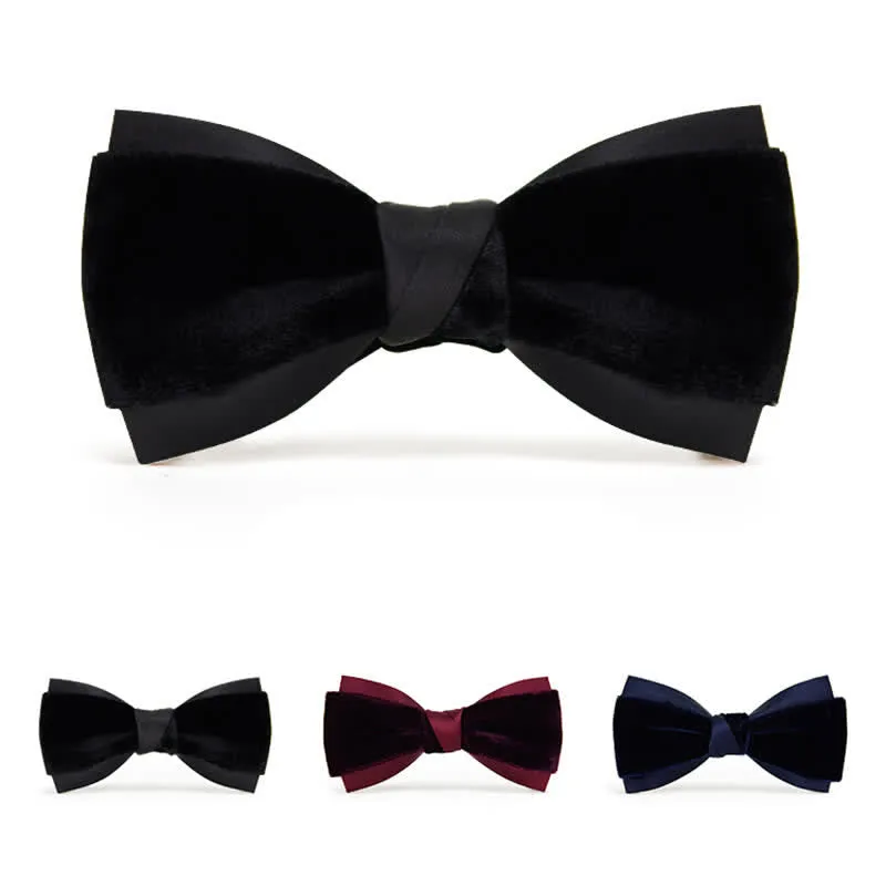 Men's Two-Tone Velvet Double Layer Bow Tie sold by FloralTrip product image thumbnail 3