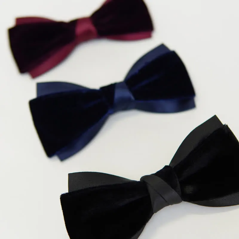 Men's Two-Tone Velvet Double Layer Bow Tie sold by FloralTrip product image thumbnail 4