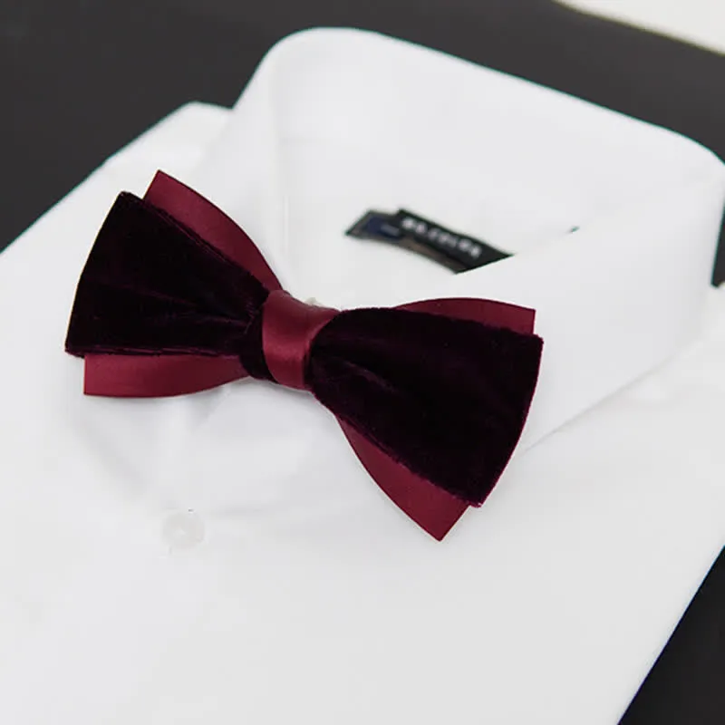 Men's Two-Tone Velvet Double Layer Bow Tie sold by FloralTrip product image thumbnail 2
